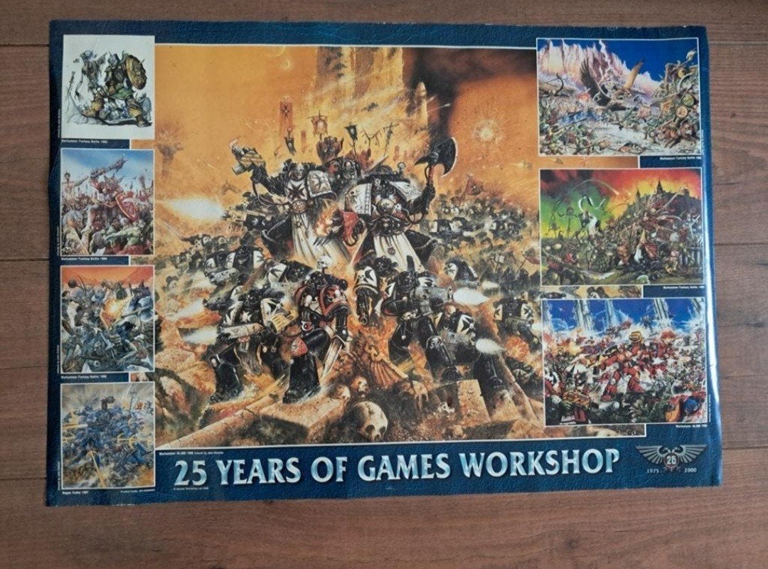 Poster van 25 jaar Games Workshop Warhammer 40K etc., Ophalen of Verzenden, Gebruikt, Warhammer 40000, Toebehoren