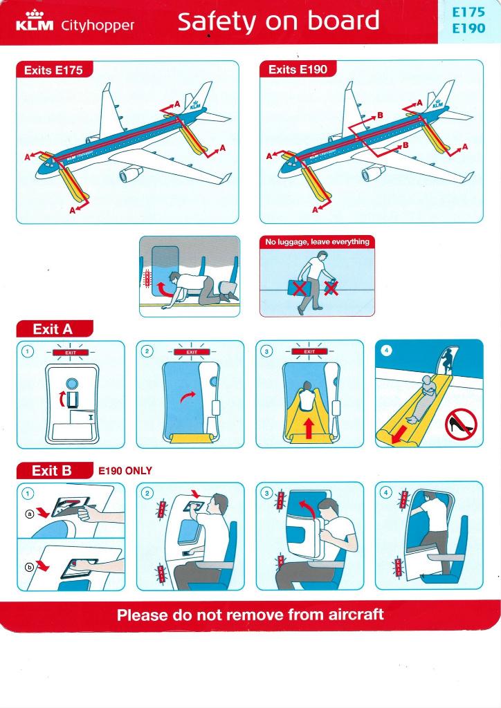 Safety Card - KLM Cityhopper E175 / E190, Ophalen of Verzenden, Zo goed als nieuw, Kaart, Foto of Prent