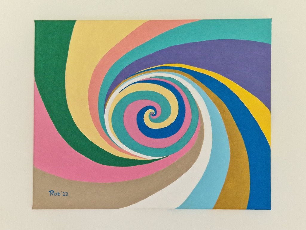 Abstract schilderij , zelf geschilderd op doek met acryl, Ophalen
