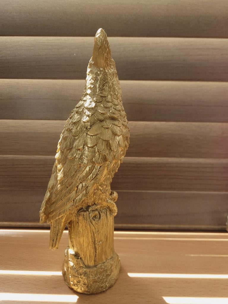 Gouden papegaai beeldje, Overige materialen, Verzenden, Zo goed als nieuw, Goud