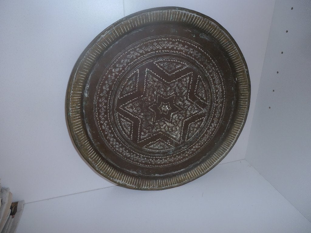 Indische gedecoreerde metalen schaal, Antiek en Kunst, Antiek | Schalen, Ophalen of Verzenden