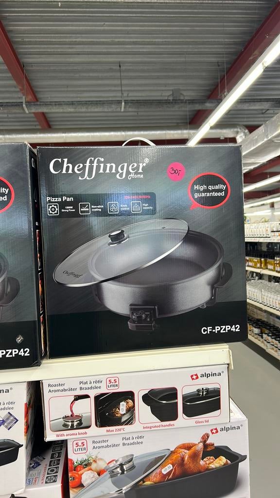 Pizza/braad pan elektrisch cheffinger €30 vaste prijs, Ophalen, Nieuw, Rvs