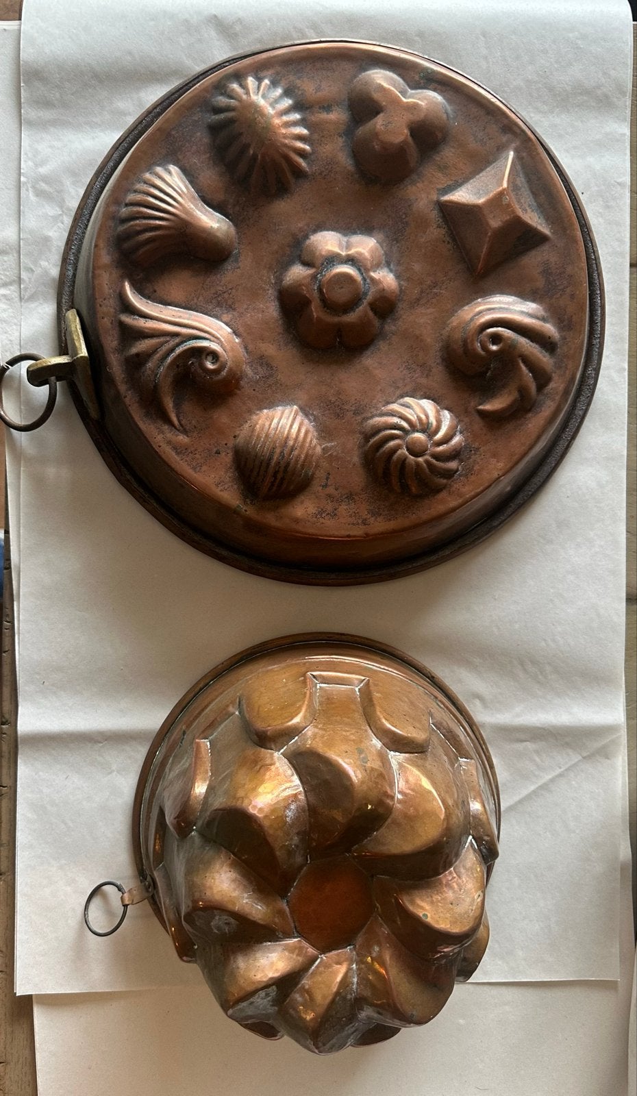 Antieke Koperen Bakvormen - Set van 2, Ophalen, Koper