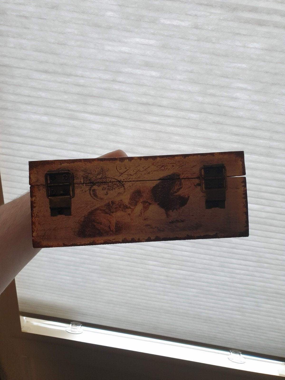 Decoratieve houten kistje met vintage print, Ophalen