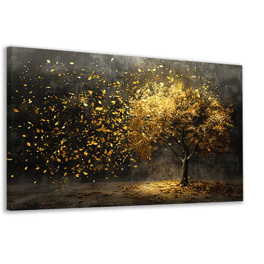 Gouden boom - Canvas schilderij, Minder dan 50 cm, Oorspronkelijke maker, Verzenden, Nieuw