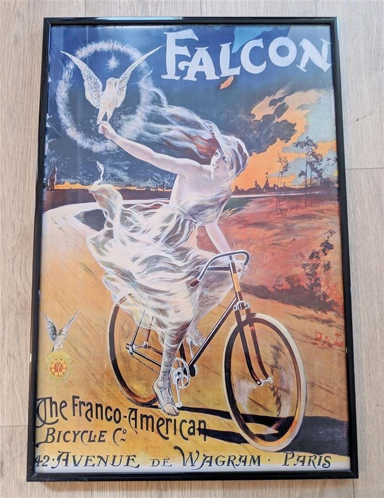 FALCON Fiets Reclame Jugendstil Poster Affiche in Frame, Verzenden