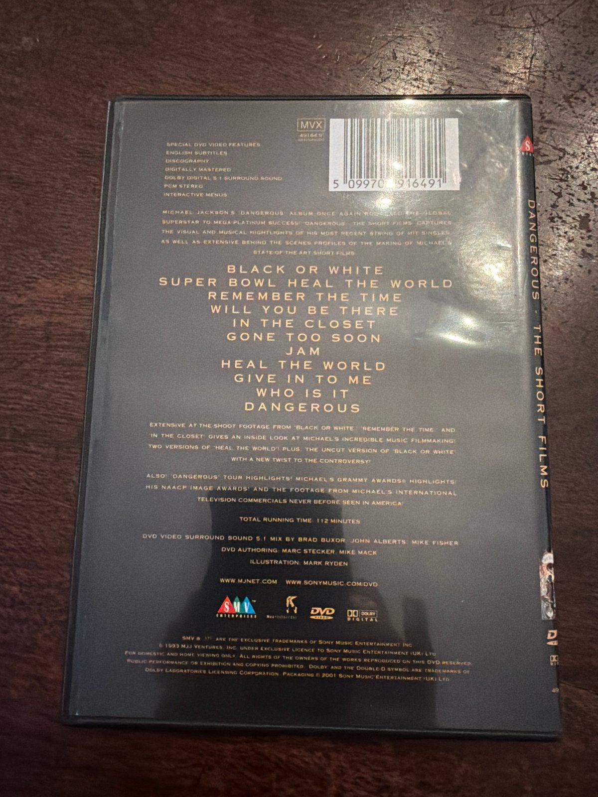 Michael Jackson Dangerous: The Short Films DVD, Alle leeftijden, Engels, Ophalen of Verzenden, Zo goed als nieuw