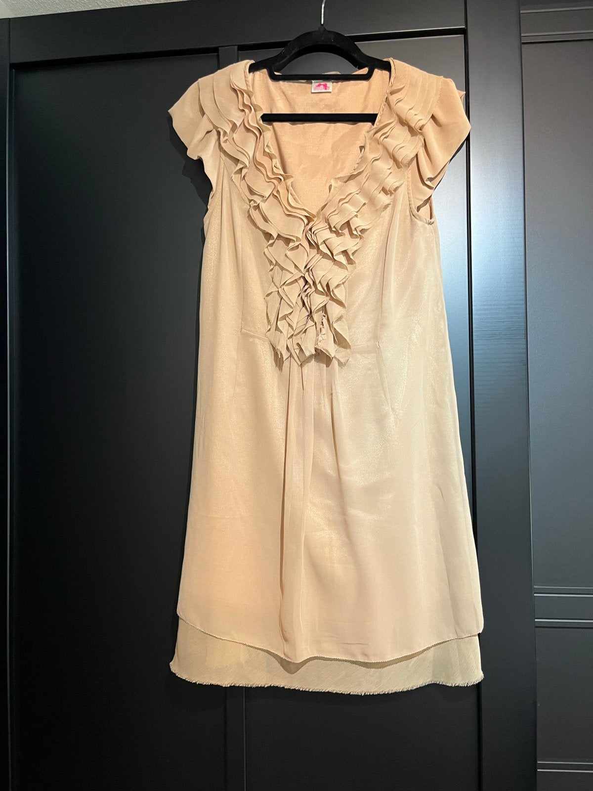 Scee by Twin-Set beige jurk met ruches, Maat 38/40 (M), Beige, Ophalen of Verzenden, Zo goed als nieuw