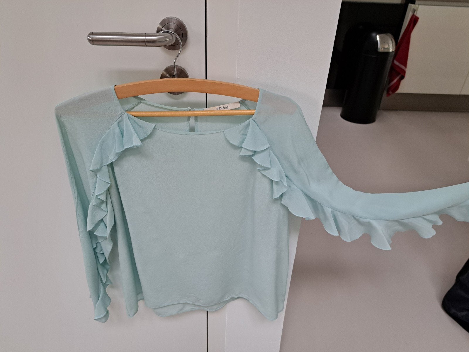 pastel mint groene blouse 38 Uterqüe, Ophalen of Verzenden, Zo goed als nieuw