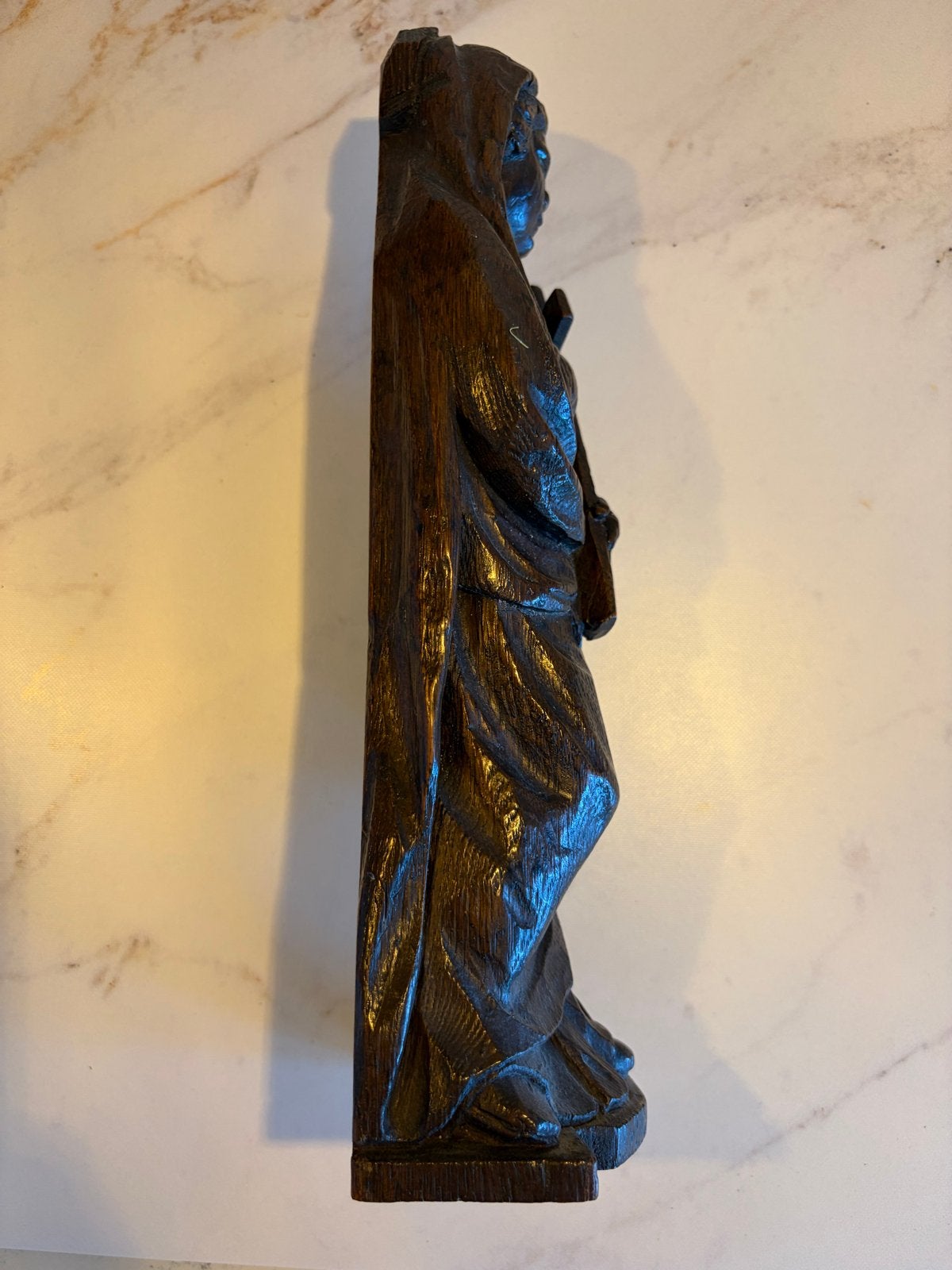 Antieke houten beelden: Man en Vrouw, religieus, Antiek en Kunst, Kunst | Beelden en Houtsnijwerken, Verzenden, Handgemaakt, 20 - 50 cm