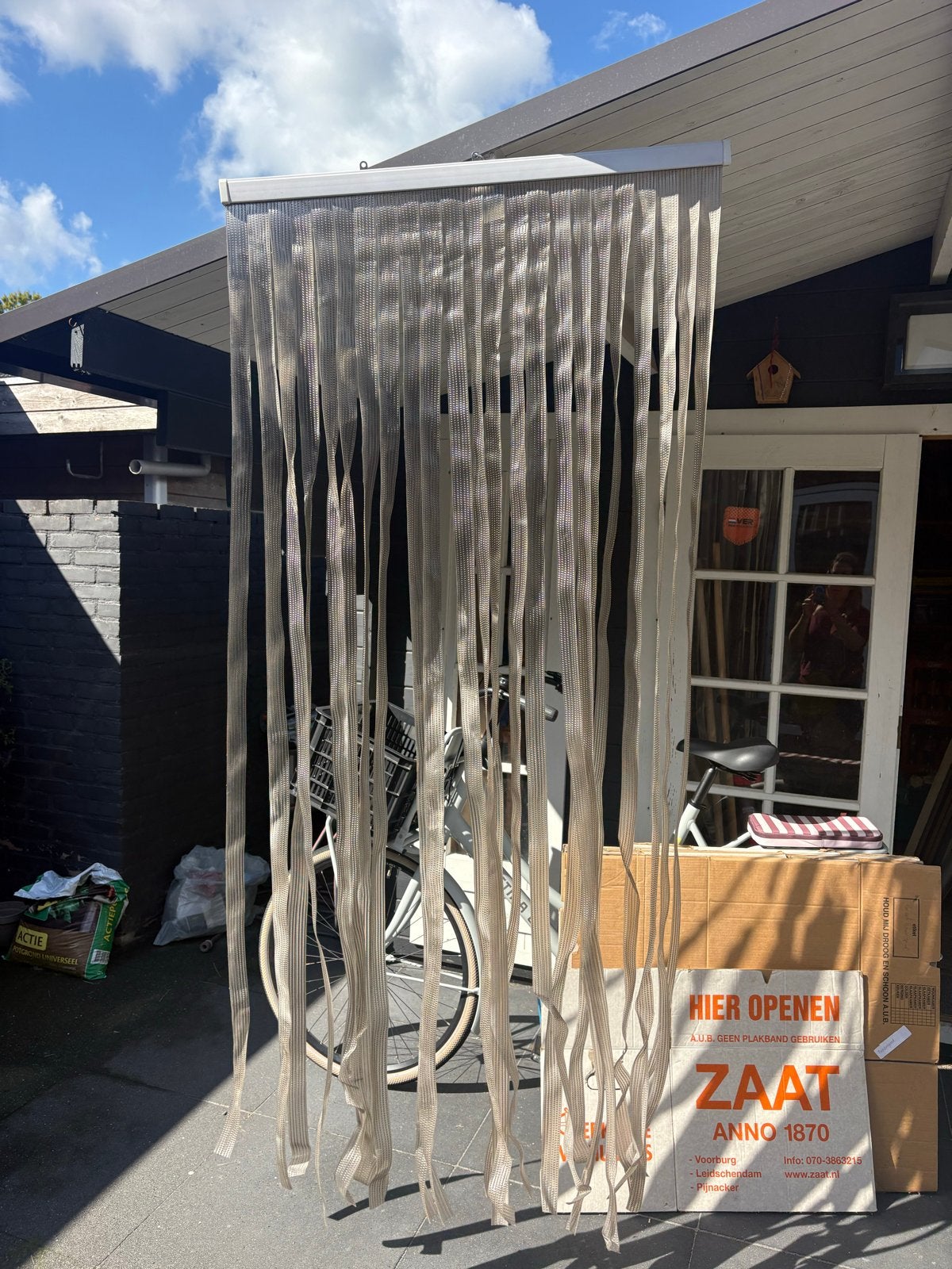 Vliegengordijn - Zo goed als nieuw, Ophalen, Crème, Polyester, Vliegengordijn