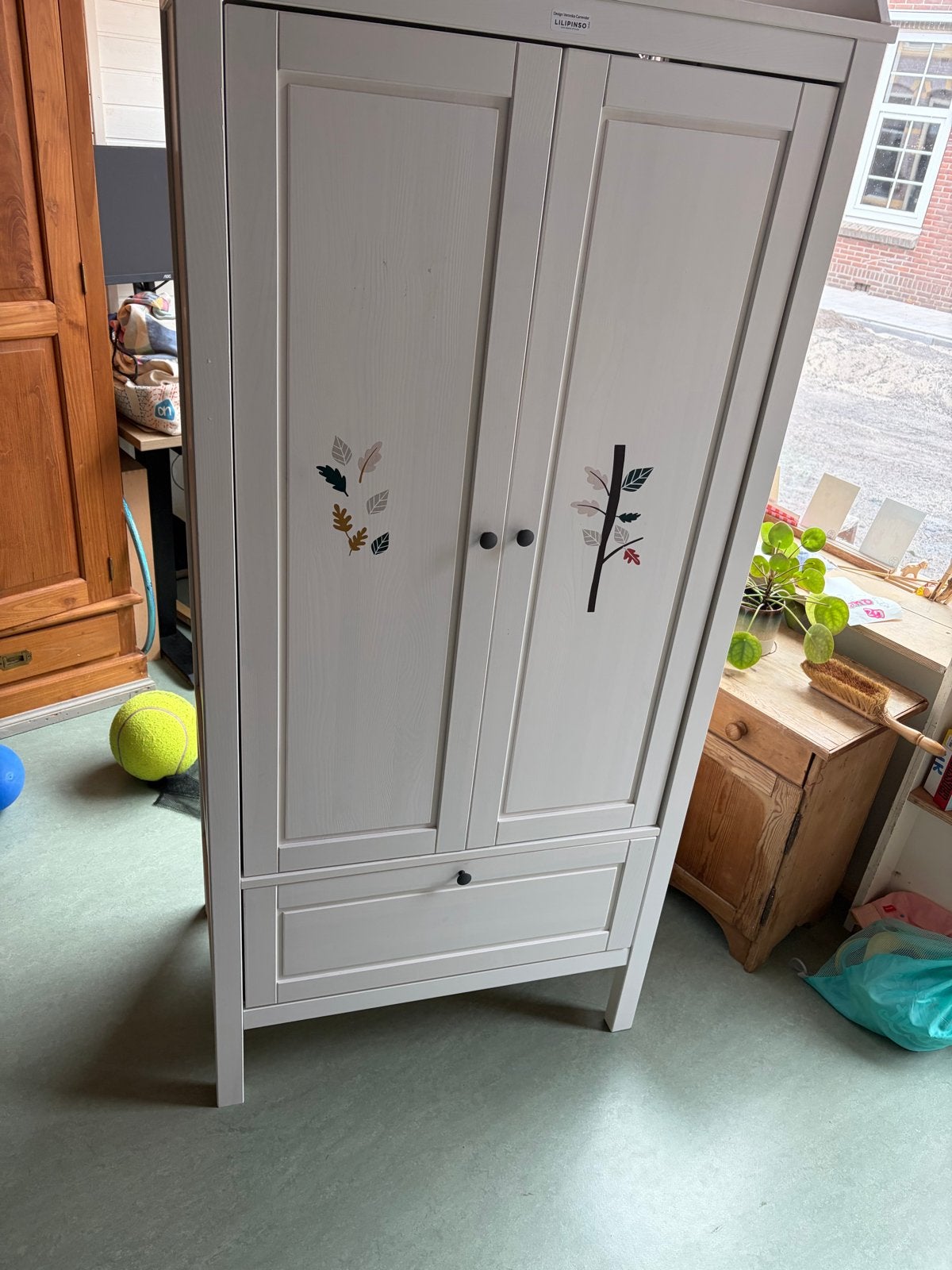 IKEA kledingkast Sundvik wit met uilendecoratie, Ophalen, Gebruikt, Kast, 50 tot 70 cm