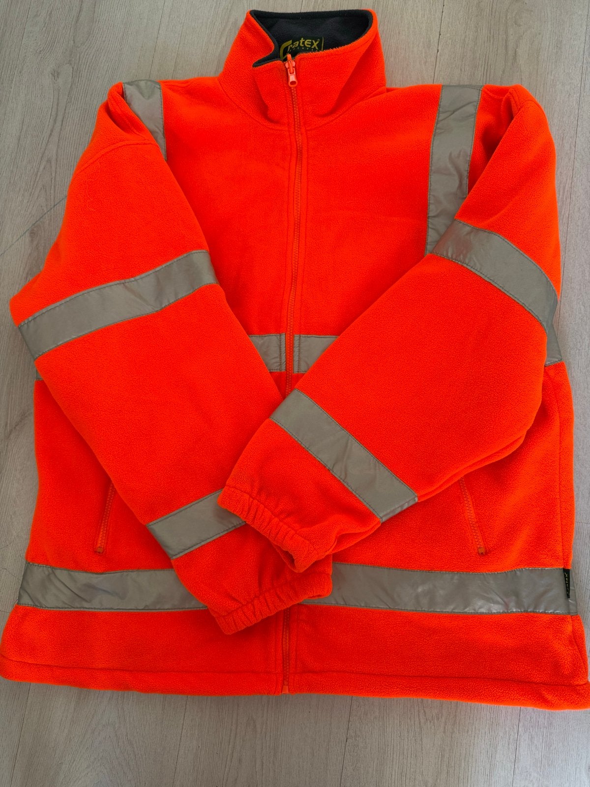 Cratex Veiligheidsjas - Oranje Fleece met Reflecterende Stre, Tuin en Terras, Ophalen of Verzenden, Gebruikt, Heren, Jas