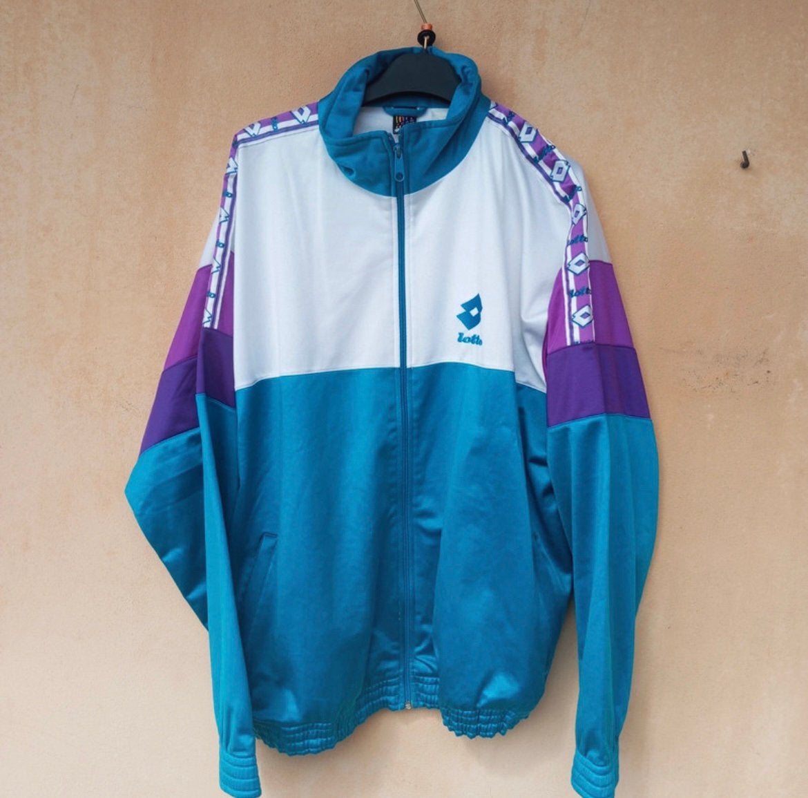 Vintage retro lotto trainingspak trainings pak jas broek, Ophalen of Verzenden, Gedragen, Maat 56/58 (XL), Zwart