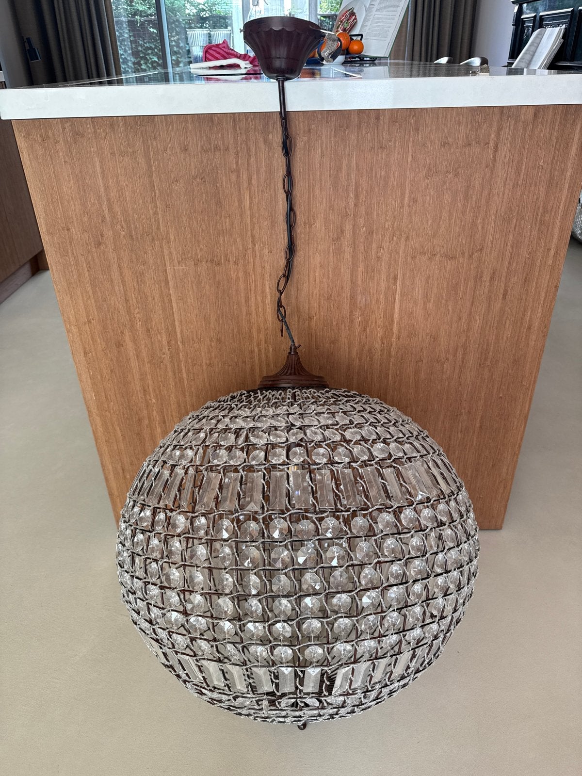 Prachtige kristallen hanglamp - Vintage stijl, Ophalen of Verzenden, Zo goed als nieuw, Glas, E27 (groot)