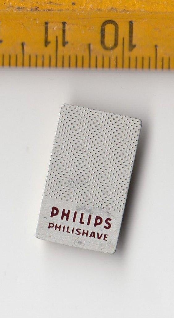 Philips Philishave logo embleem schildje blik wit, Antiek en Kunst, Antiek | Tv's en Audio, Ophalen of Verzenden