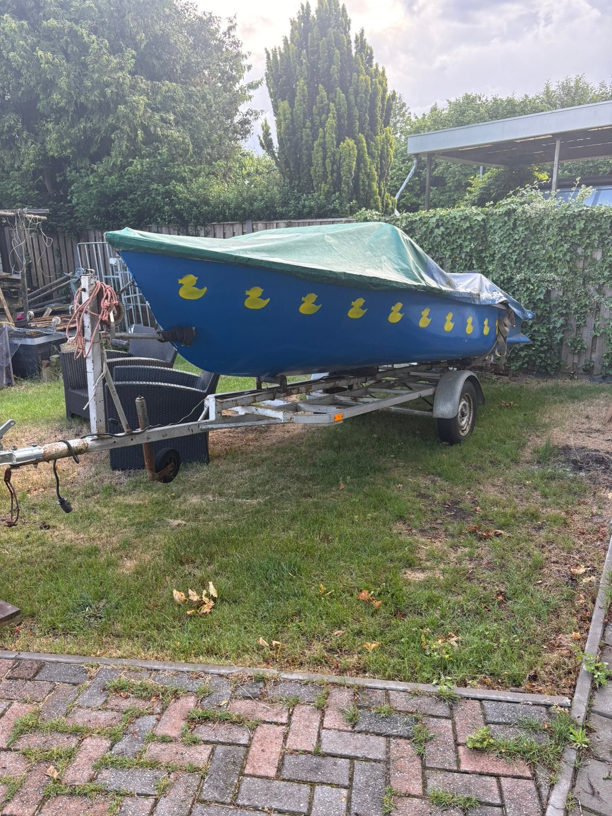 Bootje met aanhanger en motor, Ophalen of Verzenden