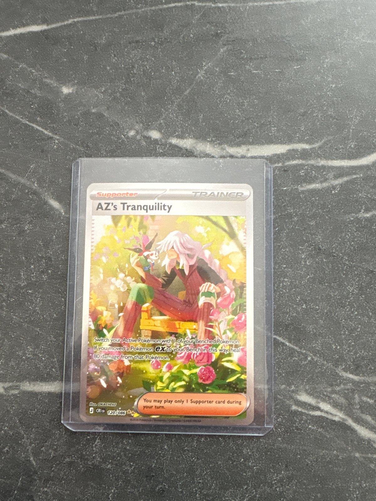 Pokemon Kaart AZ's Tranquility Trainer Supporter, Ophalen, Zo goed als nieuw, Losse kaart