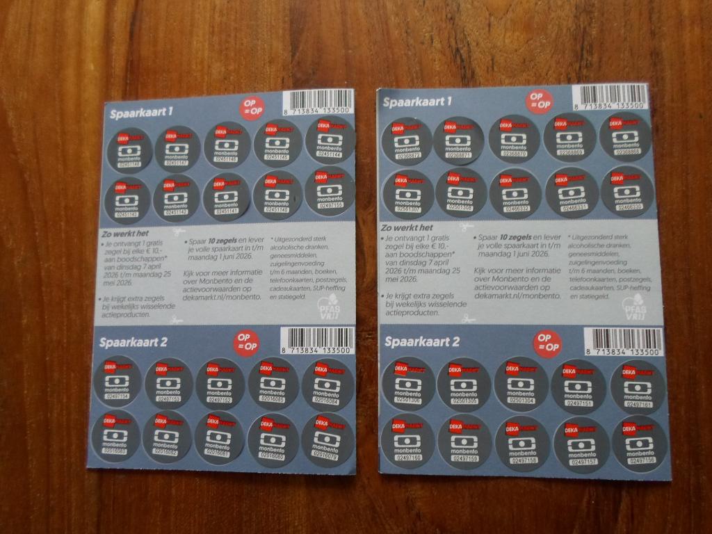 4   x    Monbento   spaarkaarten .   5   euro., Verzamelen, Supermarktacties, Dekamarkt, Ophalen of Verzenden