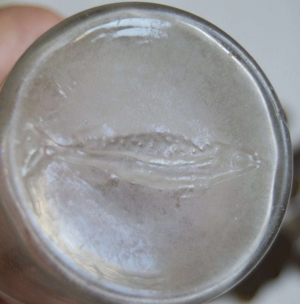 antiek glas met vis op onderzijde !!, Antiek en Kunst, Ophalen