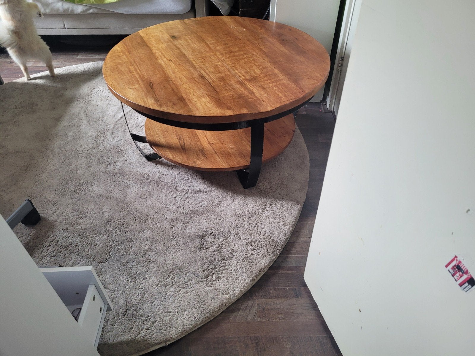 Salontafel metaal hout 80cm, Huis en Inrichting, Tafels | Salontafels, 50 tot 100 cm, Rond, Metaal, Minder dan 50 cm