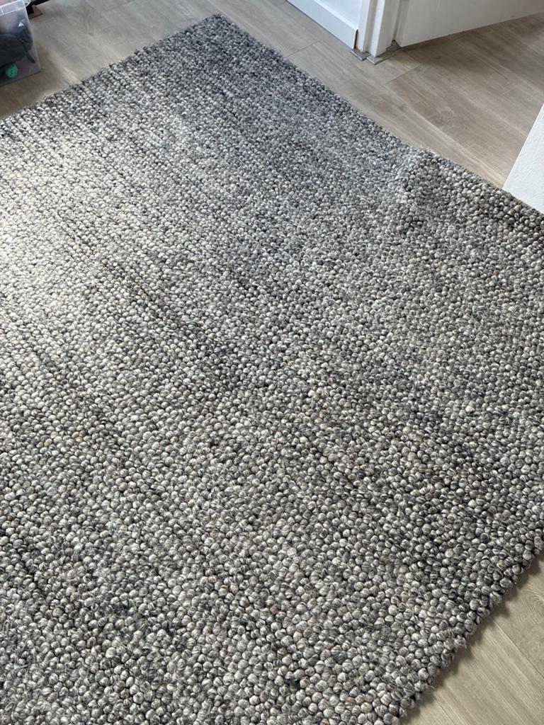 Wollen vloerkleed 200x280cm - Grijs, Huis en Inrichting, Stoffering | Tapijten en Kleden, Ophalen, Zo goed als nieuw, 200 cm of meer
