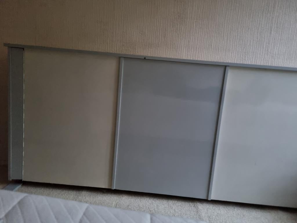 2x Eenpersoons Kastbedden (Grijs & Oranje) incl. Bedbodems, Ophalen, Gebruikt, Eenpersoons, 80 cm