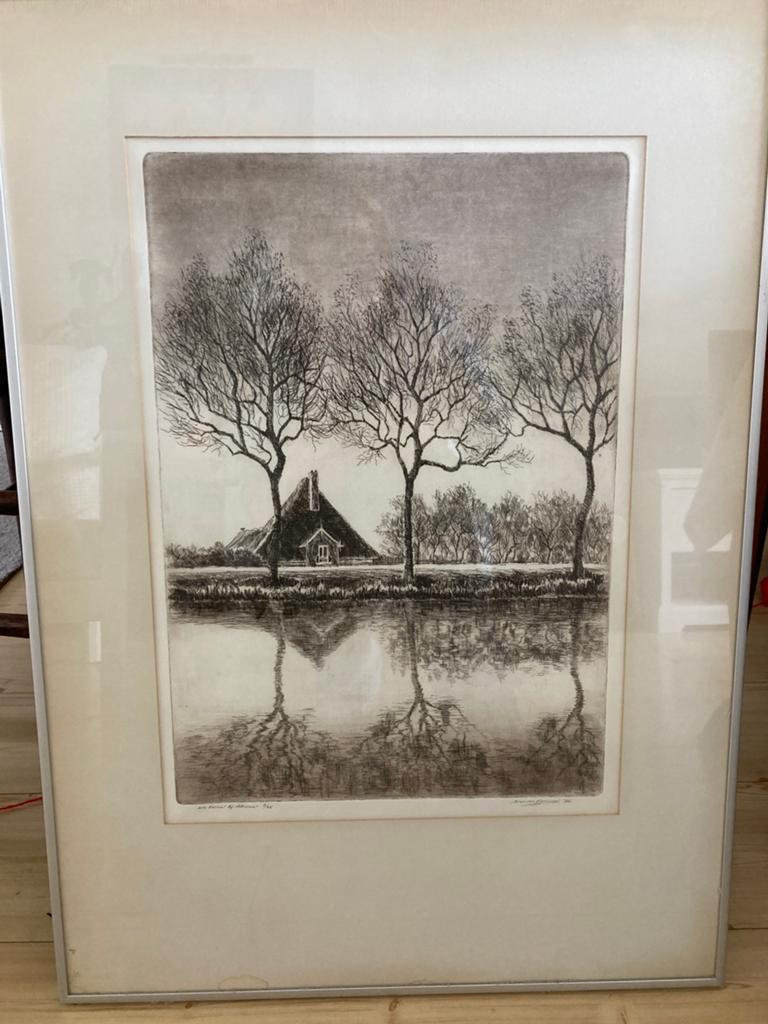 Ets Noord-Hollands kanaal bij Alkmaar van Joop van Egmond, Antiek en Kunst, Ophalen of Verzenden