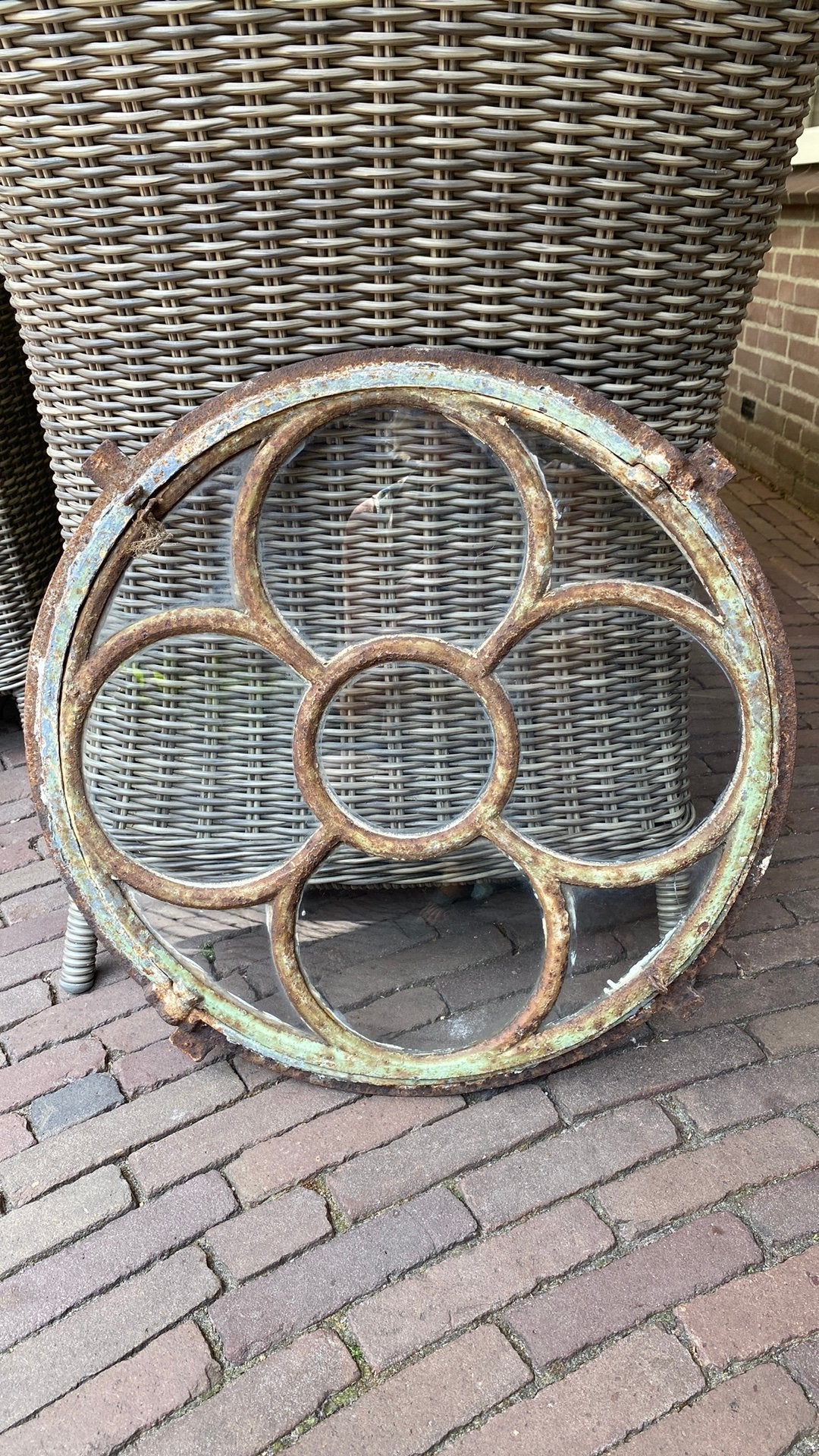 Oud rond stalraam, Doe-het-zelf en Verbouw, Glas en Ramen, Ophalen, Gevelraam of Ruit, Gebruikt, Minder dan 80 cm