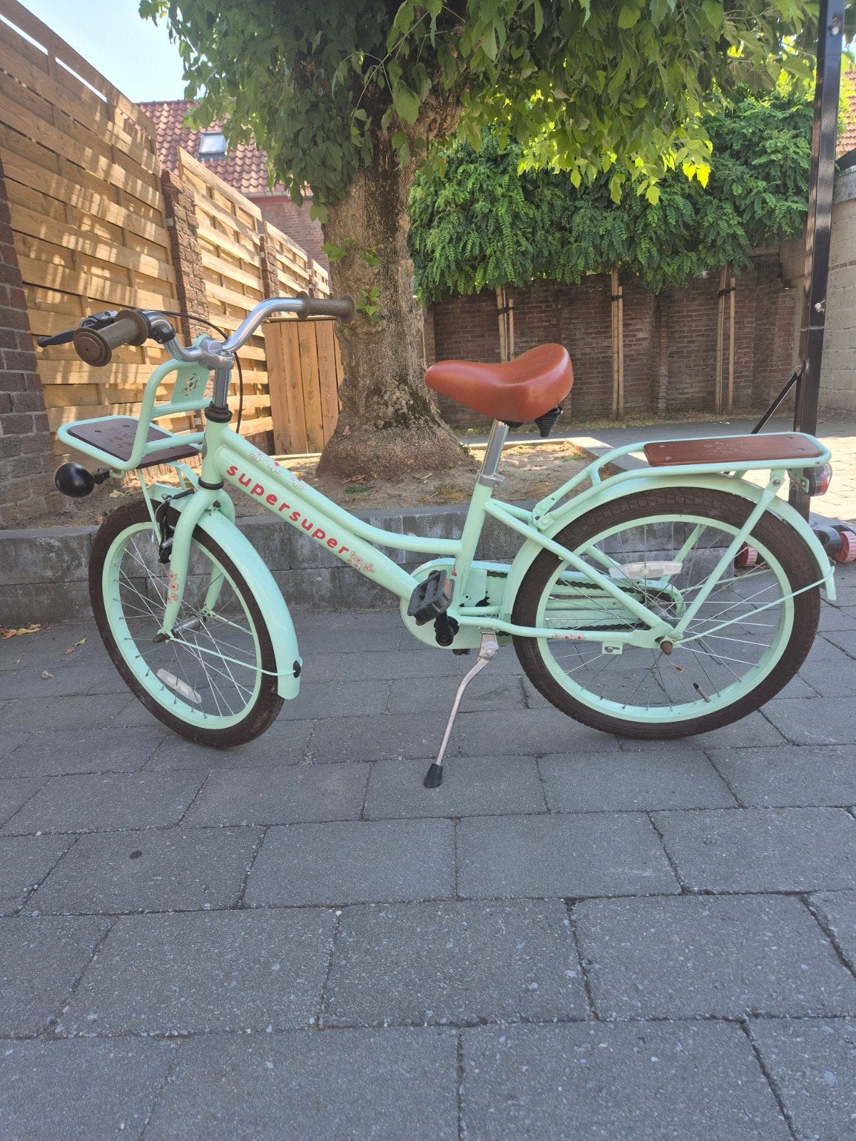 Supersuper Cooper Bamboo kinderfiets 20 inch Mintgroen, Fietsen en Brommers, Fietsen | Kinderfietsjes, Ophalen, Zo goed als nieuw