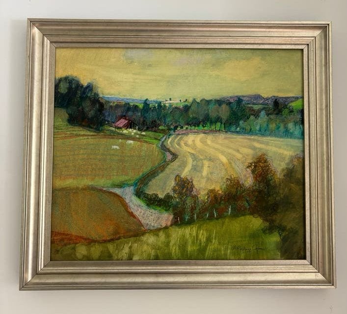 Alfred Rozelaar Green - Paysage de Picardie, pastel, Antiek en Kunst, Kunst | Schilderijen | Klassiek, Ophalen, Realistisch, Gesigneerd