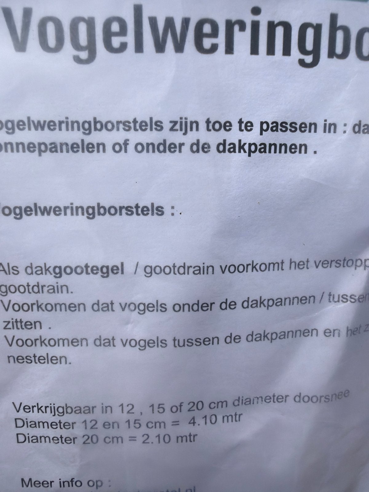 3 stuks  Vogelweringborstels voor dakgoten en zonnepanelen, Ophalen of Verzenden, Nieuw