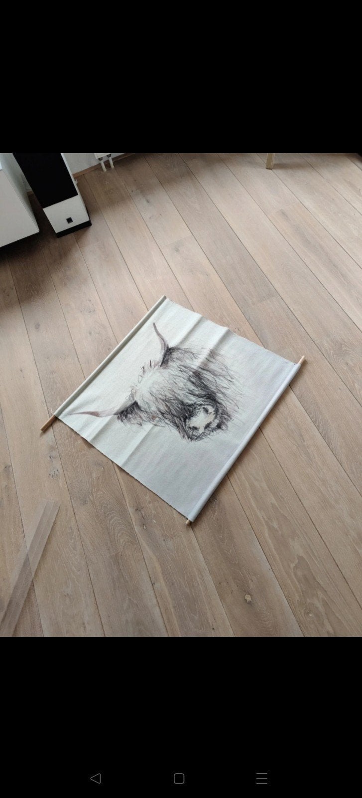 Wanddoek Hooglander 70x70cm, Meerkleurig, Nieuw, Ophalen of Verzenden, Wandkleed