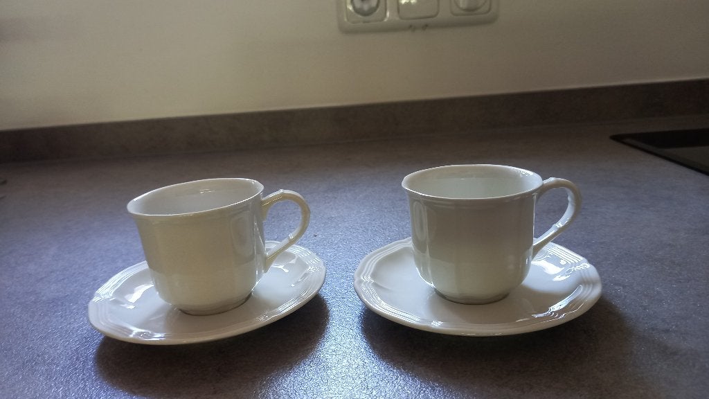 2x Expresso kopjes Villeroy & Boch Manoir, Ophalen, Zo goed als nieuw, Porselein, Kop en/of schotel