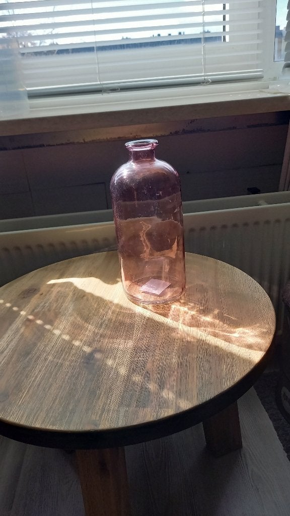 Roze vaas, Overige kleuren, Ophalen of Verzenden, Minder dan 50 cm, Glas