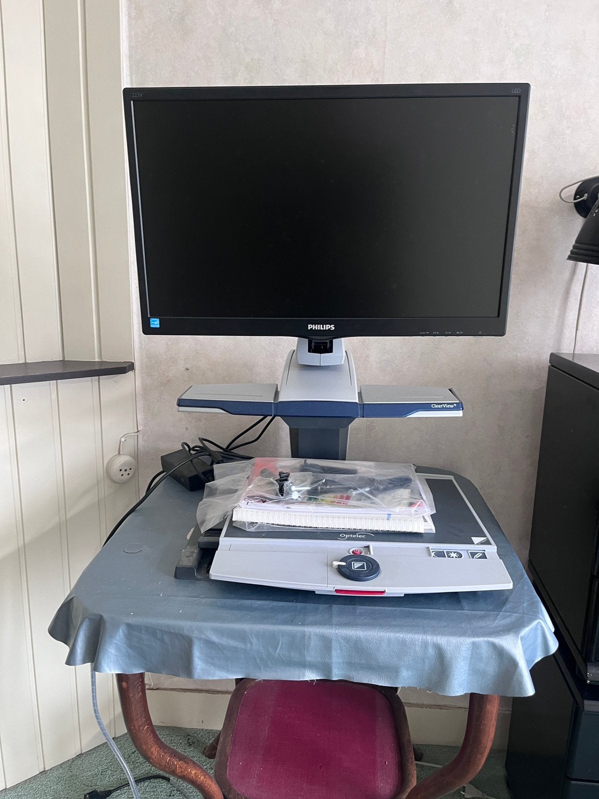 Vergrootmonitor slechtzienden, Optelec Clearview, Verzenden, Gebruikt, Loeplamp