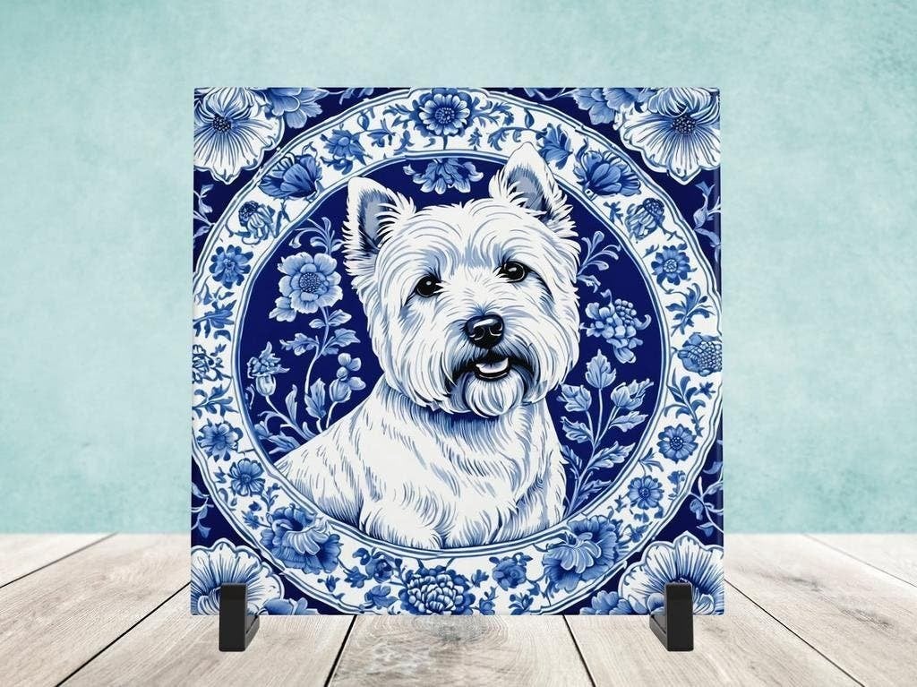 Westie Delfts Blauw tegel incl voet, Ophalen of Verzenden, Nieuw