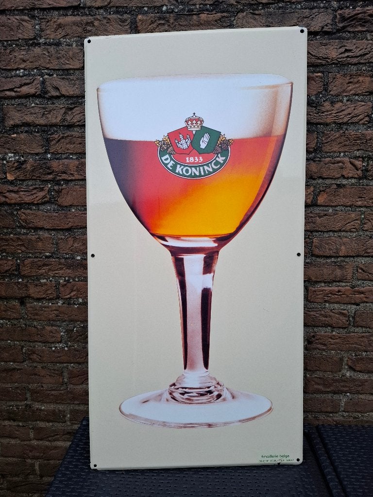 Groot Emaillebord brouwerij De Koninck (Emaillerie Belge), Verzamelen, Biermerken, Ophalen of Verzenden, Nieuw, Reclamebord, Plaat of Schild
