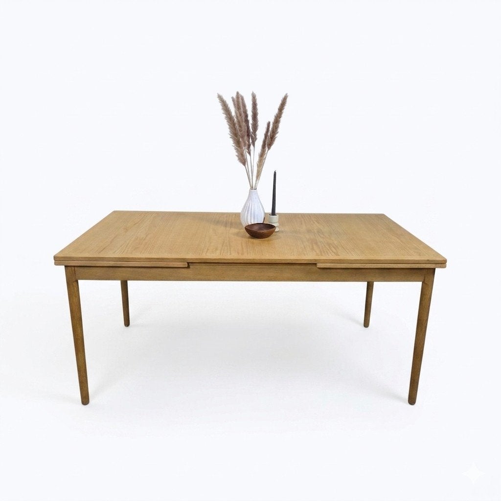 Slagelse XXL Vintage jaren 60 verlengbare Deense eettafel, Ophalen, Gebruikt, Eikenhout, 200 cm of meer