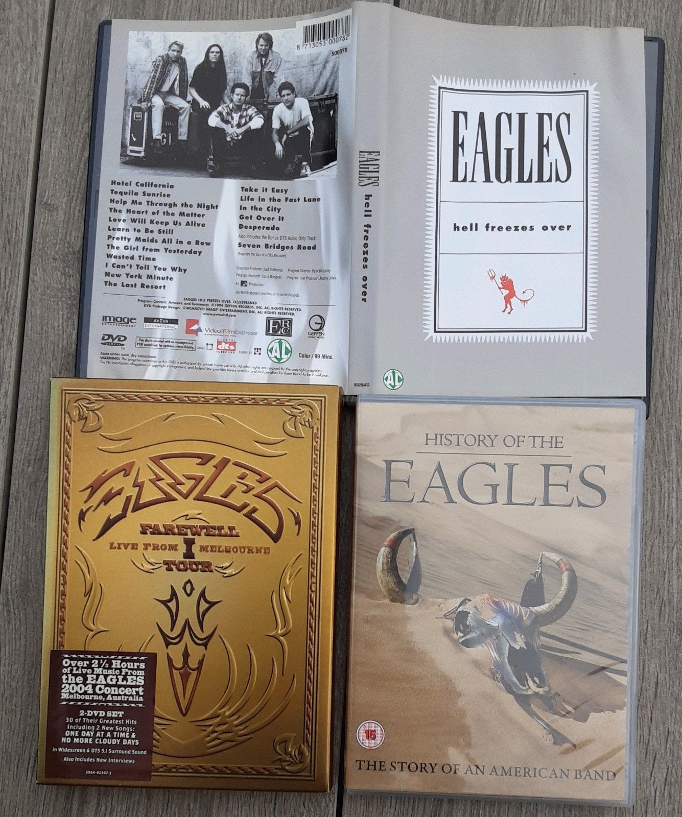 5 Eagles DVD's History, Farewell Tour, Hell Freezes Over., Vanaf 16 jaar, Nederlands, Ophalen of Verzenden, Concert