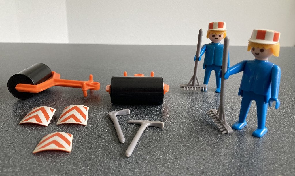 Playmobil 3314 wegwerker bouwvakker met wals 2 sets, Ophalen of Verzenden, Zo goed als nieuw, Complete set