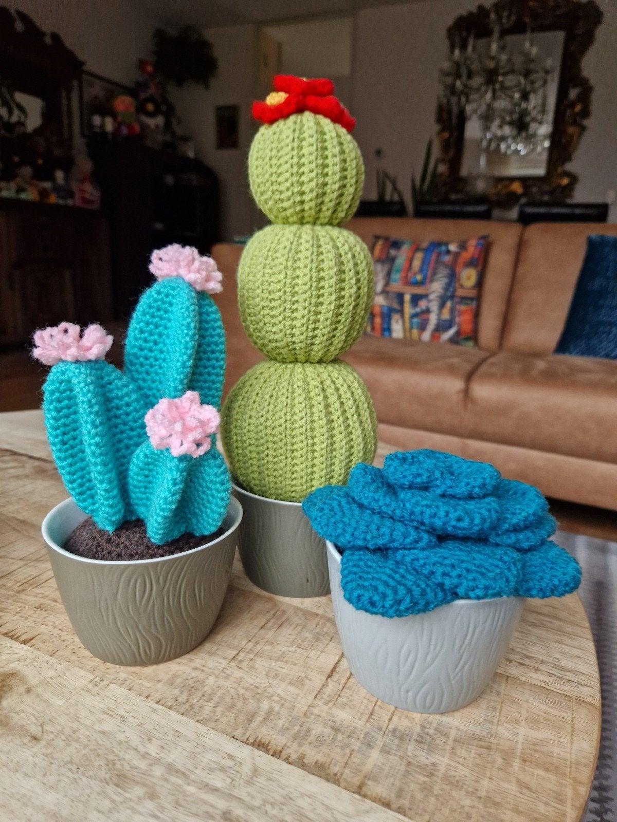 3 gehaakte cactussen in pot, Ophalen of Verzenden, Nieuw