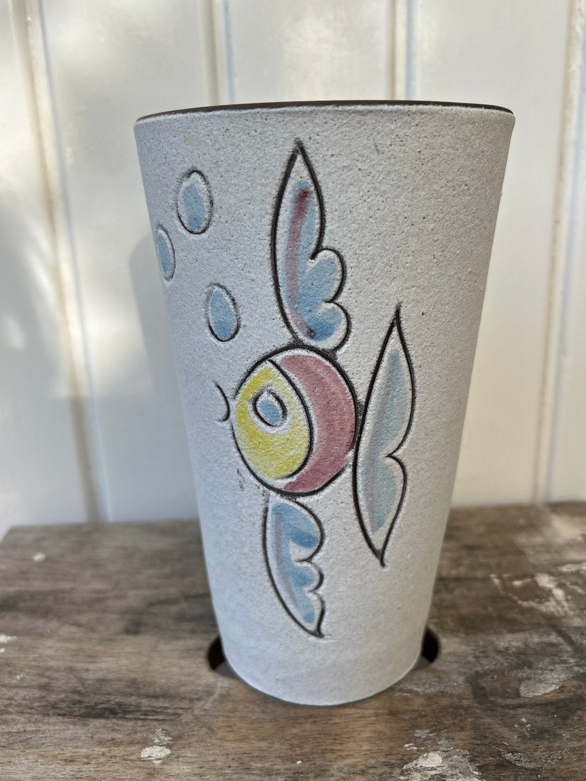 Vintage potterie Boonstra vaas, Antiek en Kunst, Meerkleurig, Vaas, Handgemaakt, Ophalen of Verzenden