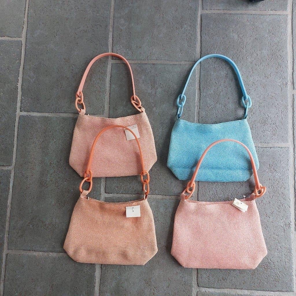 4 Tassen - Gekleurde Tas - Zalm - Roze - Blauw, Ophalen of Verzenden, Zo goed als nieuw, Overige kleuren, Handtas