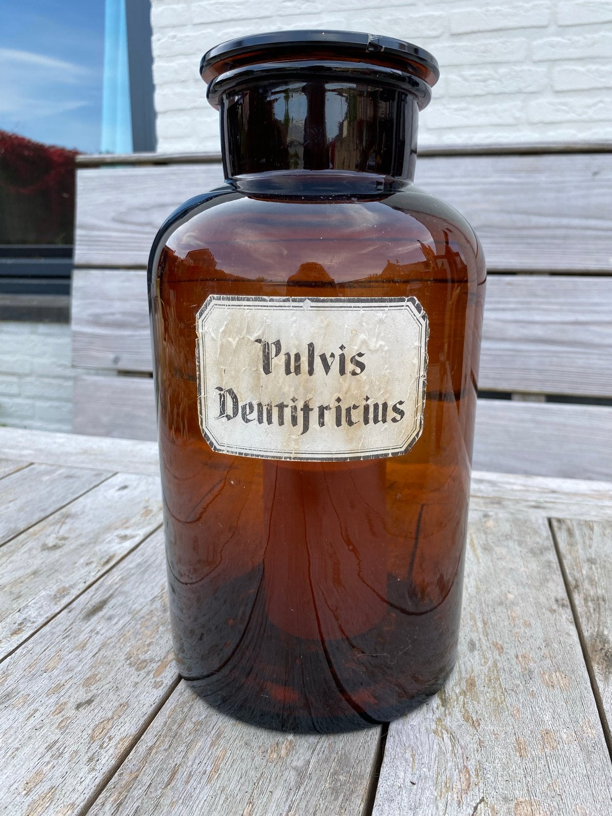 Antieke apothekersfles 'Pulvis Dentifricius', Ophalen of Verzenden