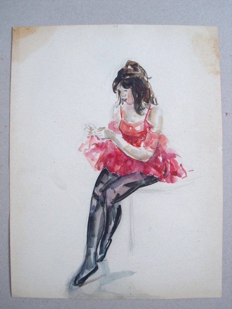 Balletdanseres - niet gesigneerd - aquarel  -, Ophalen