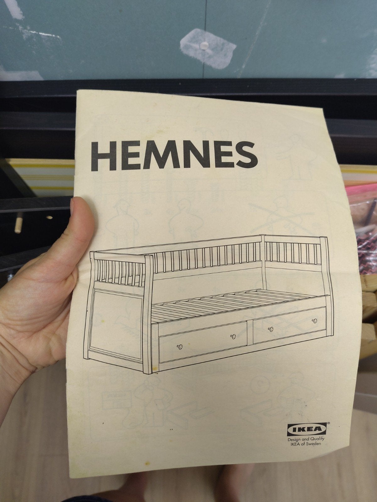 IKEA HEMNES Bedbank - Zwartbruin, uitschuifbaar, Ophalen, 85 tot 100 cm, Gebruikt, Lattenbodem