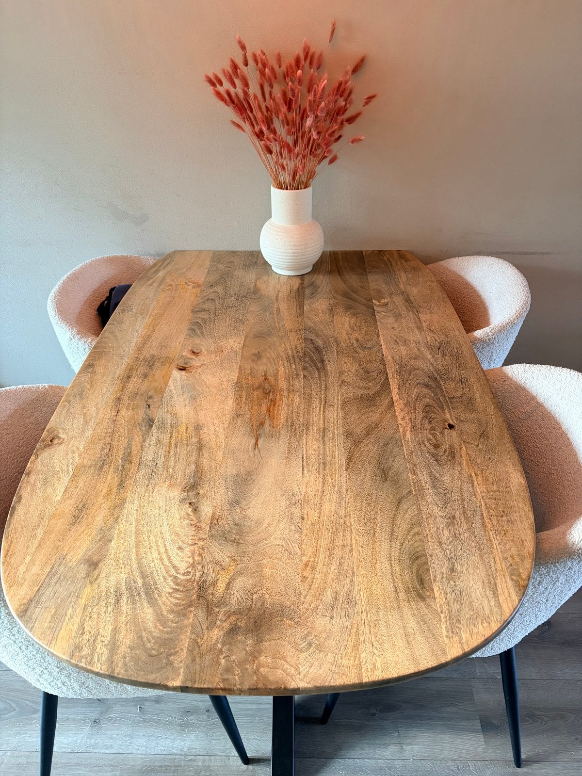 Mango houten eettafel (ovaal wandmodel), Huis en Inrichting, Ophalen, 100 tot 150 cm, 50 tot 100 cm, Zo goed als nieuw