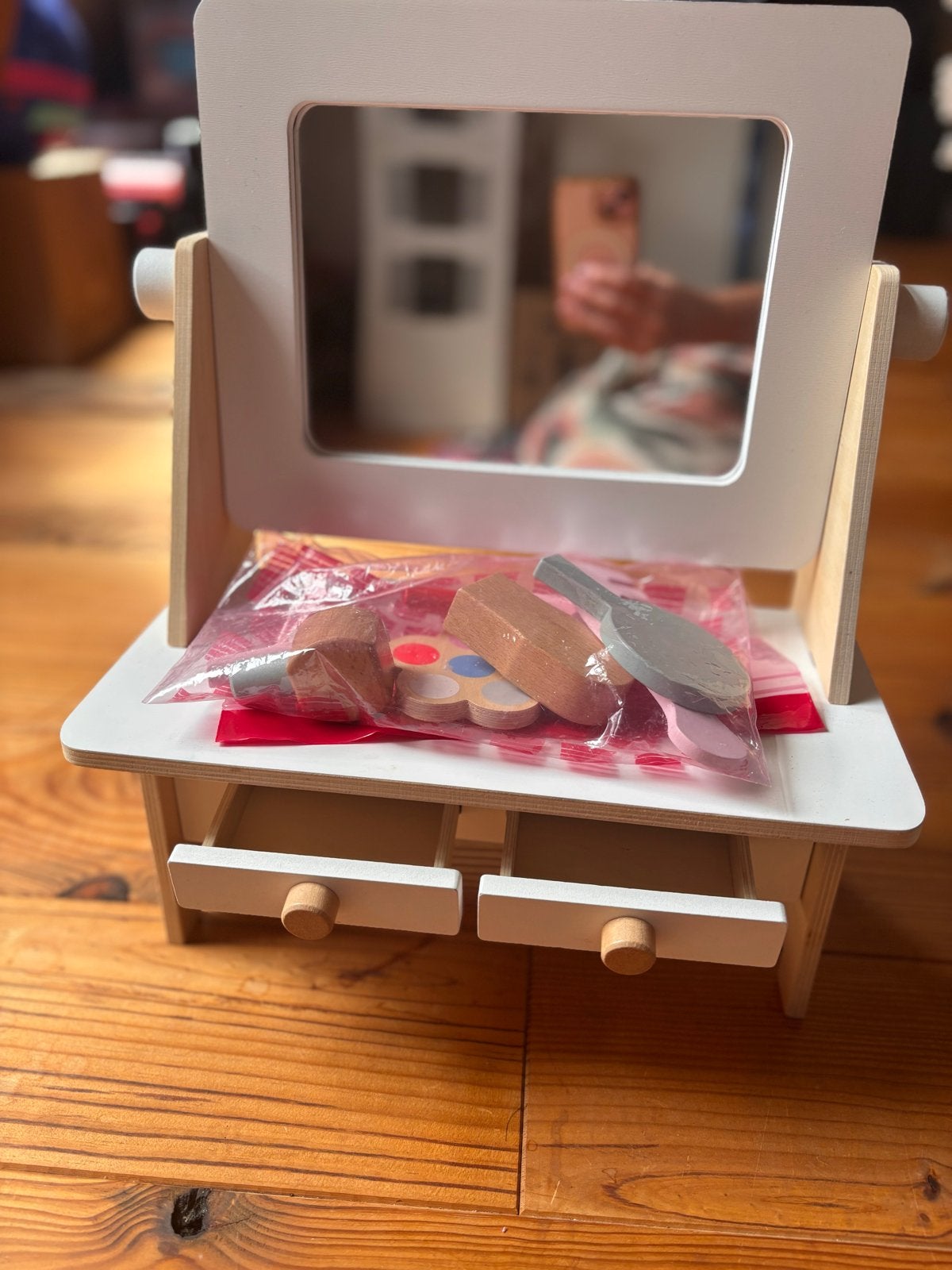 Petite Amélie houten make-up spiegel met accessoires, Kinderen en Baby's, Ophalen of Verzenden, Gebruikt, Knutselen