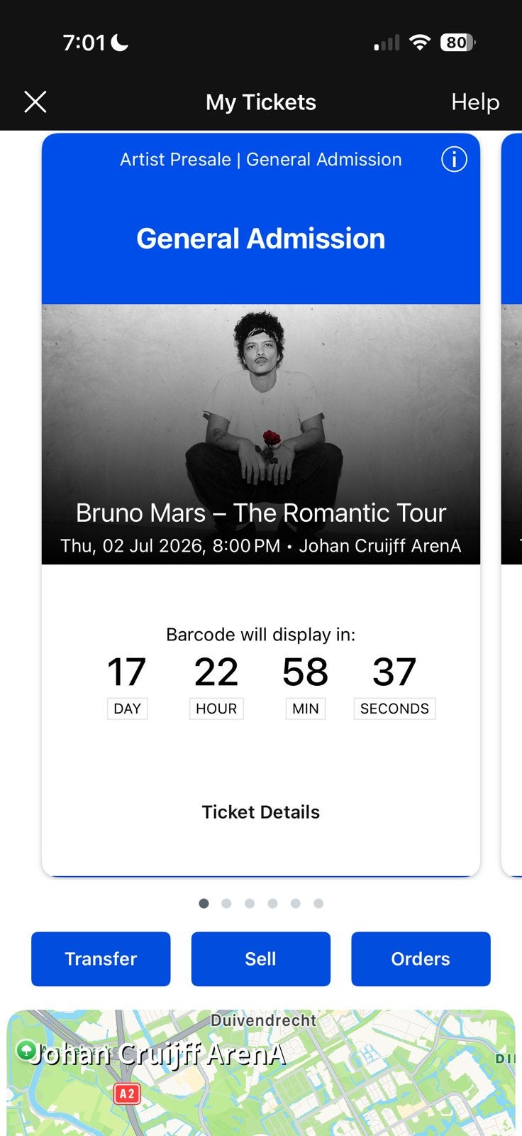 Bruno mars staanplekken 2 juli, Eén persoon, Juli